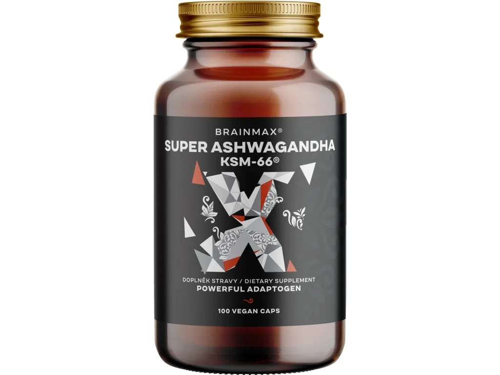 BrainMax Super Ashwagandha KSM-66, 100 kapslí, starší černá etiketa