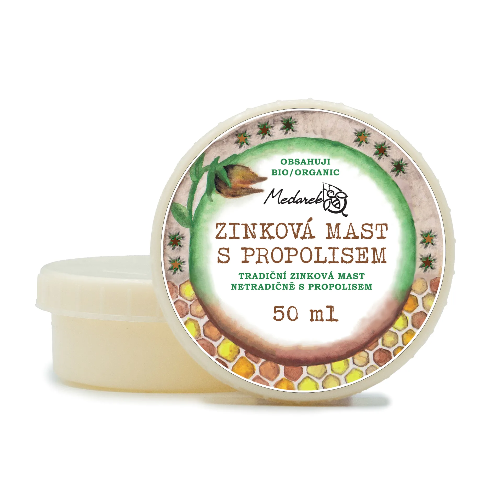 Zinková mast s propolisem 50 ml v kelímku s motivem včelí plástve